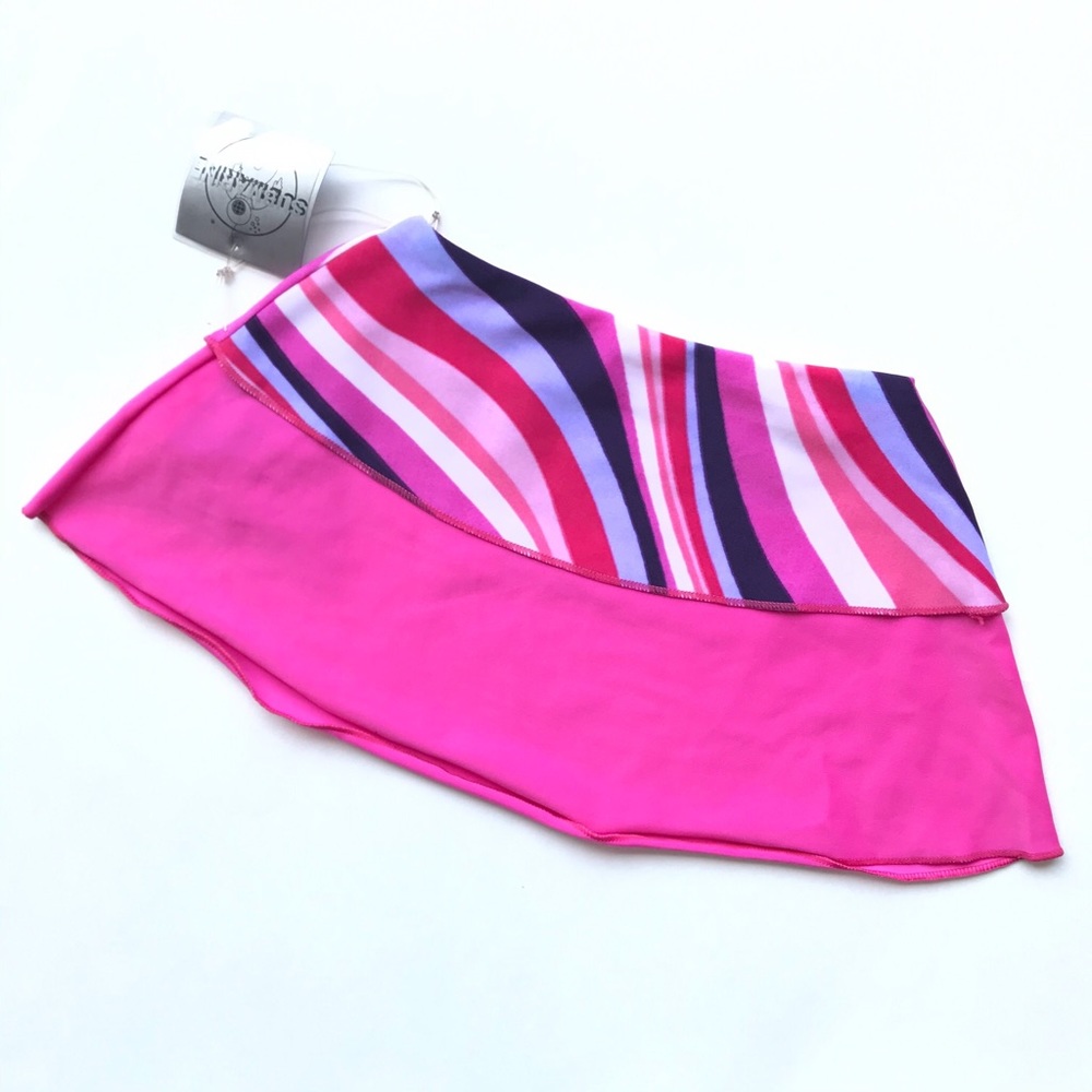 NWT Submarine Pink Retro Print Swimsuit Cover Up Lycra Skirt Girls 4 4T NEW
